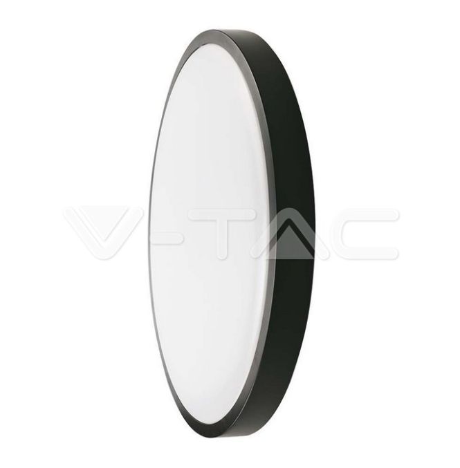 30W LED Dome Light Round Black Frame 6500K IP44