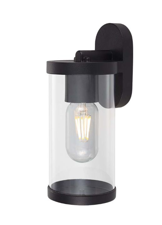 E27 WALL LAMP HOLDER CLEAR PC MATT BLACK BODY