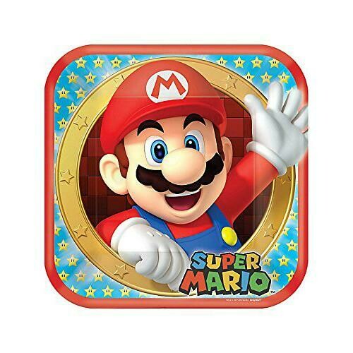 Super Mario Bros 9 Inch Square Plates [8 per Package]