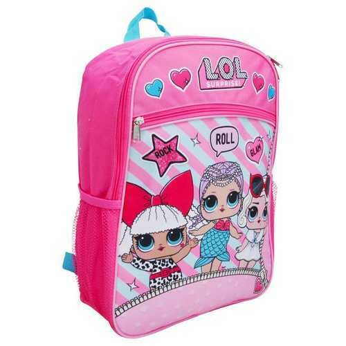 LOL Surprise School Backpack - Rock Roll Glam with Front Pocket - Pink - 16 Inches