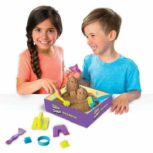 Kinetic Sand Beach Day Fun Playset with Castle Molds and Tools