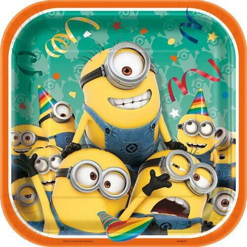 The Minions 7 Inch Square Plates [8 Per Pack]