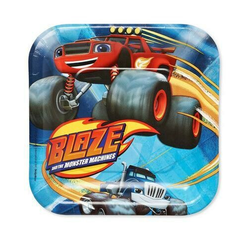 Blaze and the Monster Machines Square Plates [7 Inches - 8 Per Pack]