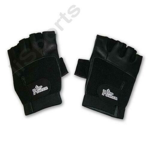 Power Up Weightlifter Fingerless Leather LARGE gym weight lifting workout black