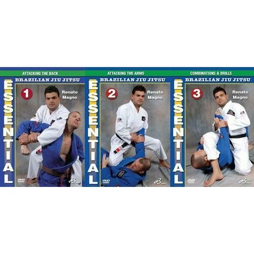 3 DVD SET Essential Brazilian Jiu Jitsu 1;2;3 Attacking Back &amp; Arms Renato Magno