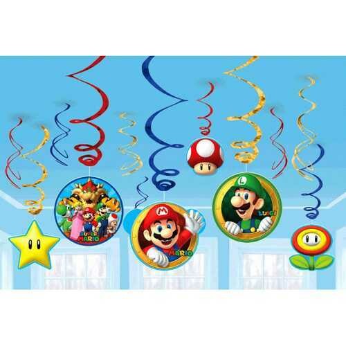 Super Mario Brothers Hanging Swirl Decorations