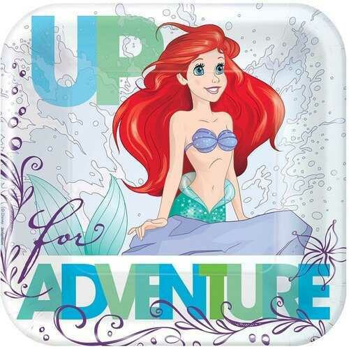 Disney Ariel The Little Mermaid Dream Big Square Plates - 7 Inches - 8 Per Pack