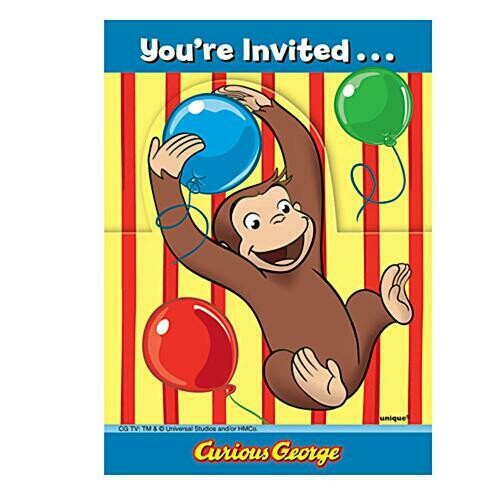 Curious George Invitations [8 Per Pack]