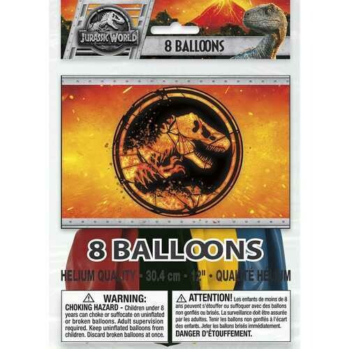Jurassic World Birthday Party Latex Balloons [8 Per Pack]