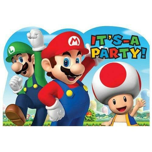 Super Mario Brothers Postcard Invitations [8 Per Pack]