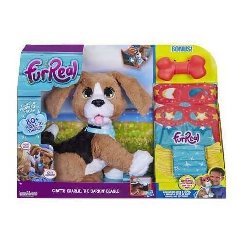 FurReal Friends Chatty Charlie, The Barkin&#39; Beagle, English with Bonus Super hero Costume