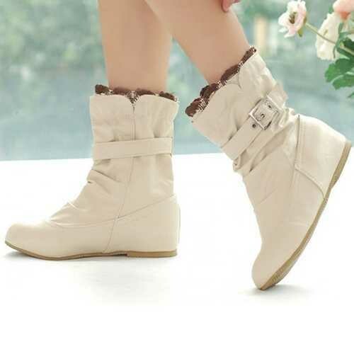 US Size 5-13 Slip On Round Toe Ankle Short Casual Boots For Women