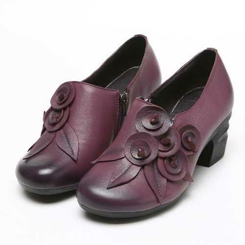 SOCOFY Floral Stitching Casual Soft Sole Short Shoes