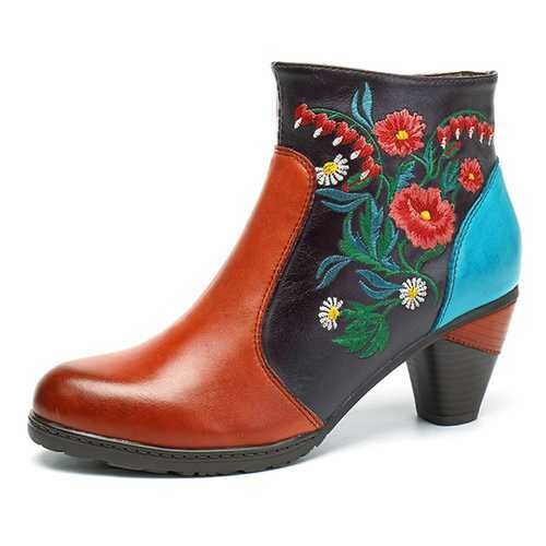 SOCOFY Flower Zipper Boots
