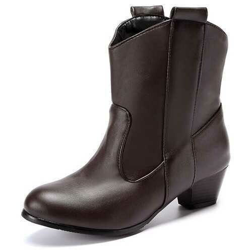 US Size 5-12 Women Short Boots Casual Outdoor High Heel ComfortableBoots
