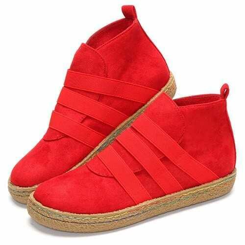 US Size 5-11 Slip On Round Toe Suede Ankle Short Boots For Women
