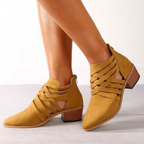 Large Size Hollow Out Casual Comfortable Zipper Ankle Boots