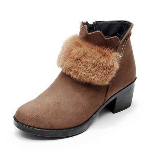 Women Zipper Suede Keep Warm Boots