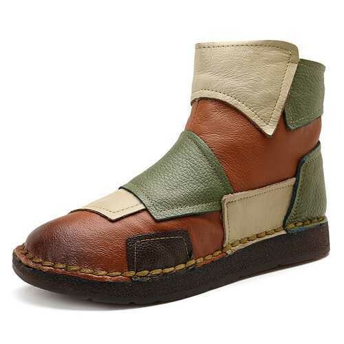 SOCOFY Roman Stitching Casual Ankle Zipper Soft Boots