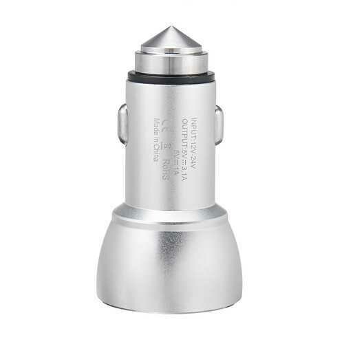 5V 3.1A Dual USB Car Charger Digital LED Voltmeter &amp; Safety Hammer