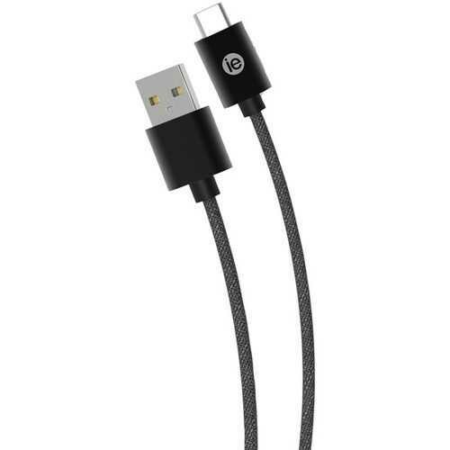 iEssentials IEN-BC6C-BK Charge &amp; Sync Braided USB-C to USB-A Cable, 6ft (Black)