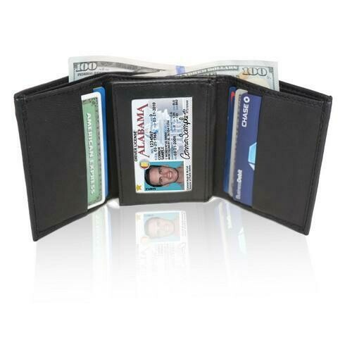 AFONiE RFID-Blocking Soft Genuine Leather Tri-fold Wallet For Men