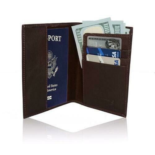 AFONiE RFID-Blocking Soft Leather Passport Case Cover + Wallet