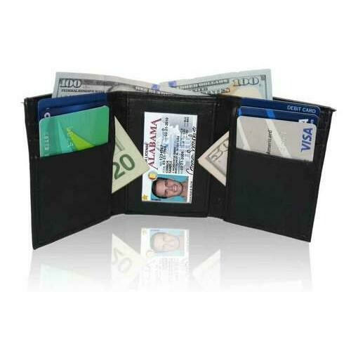 AFONiE RFID Genuine Leather Tri-fold Wallet For Men