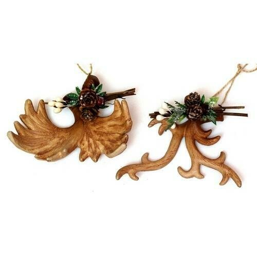 Roman Antler Ornaments Set of 2