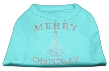 Shimmer Christmas Tree Pet Shirt Aqua Sm (10)