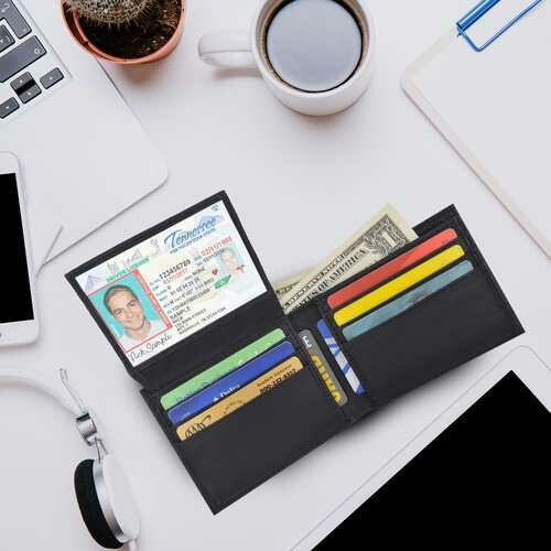 AFONiE Camo RFID ID window Leather Wallet