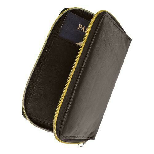 AFONiE- RFID Brown Color Travel Protected Zip Around Passport Cover