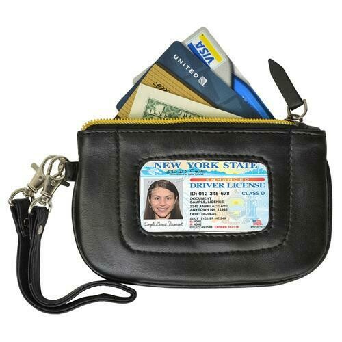 AFONiE-RFID Black Premium Leather Mini Wristlet