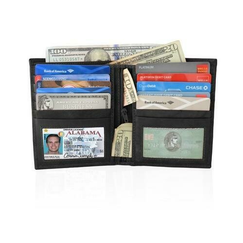 AFONiE RFID-Blocking Genuine Leather Bifold Wallet For Men