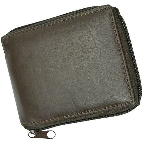 AFONiE RFID-Blocking Flip ID Zipped Soft Leather Bifold Wallet