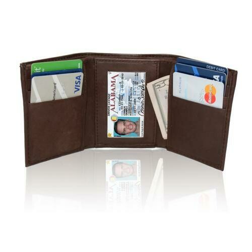 AFONiE RFID-Blocking Genuine Leather Tri-fold Wallet For Men