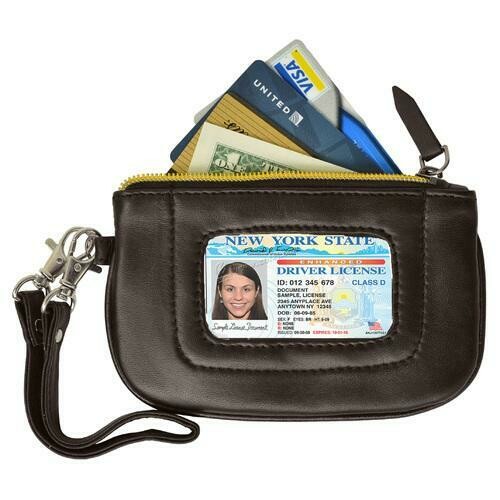 AFONiE-RFID Premium Leather Mini Wristlet- Brown Color