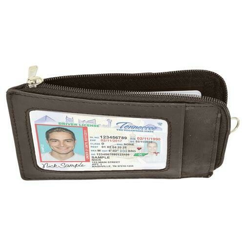 AFONiE- RFID Brown Slim Leather Neck Wallet