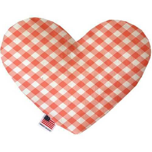 Peach Plaid 6 inch Heart Dog Toy