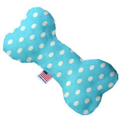 Aqua Polka Dots 10 inch Bone Dog Toy