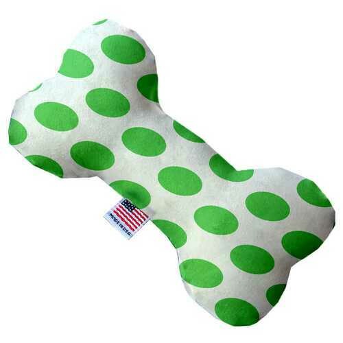 White and Green Dotted 10 inch Bone Dog Toy
