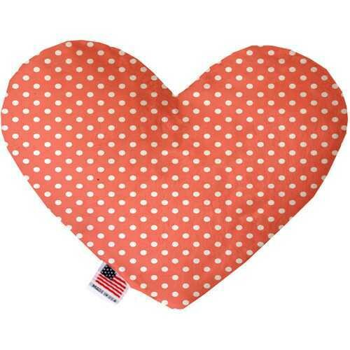 Peach Polka Dots 8 inch Heart Dog Toy