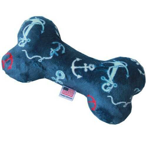 6&quot; Plush Bone Dog Toy Blue Anchors