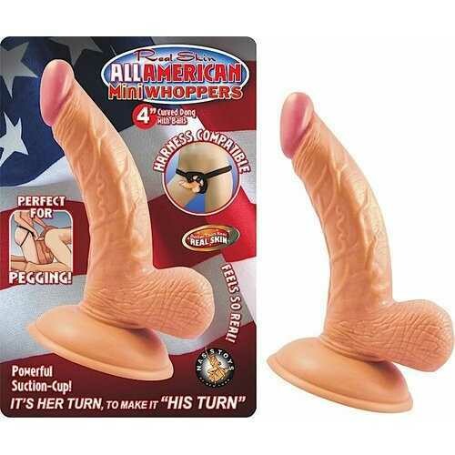 ALL AMERICAN MINI WHOPPERS 4IN CURVED DONG W/BALLS FLES