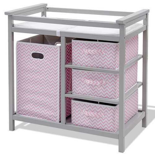 2 Colors Infant Diaper Storage Changing Table w/ 3 Baskets