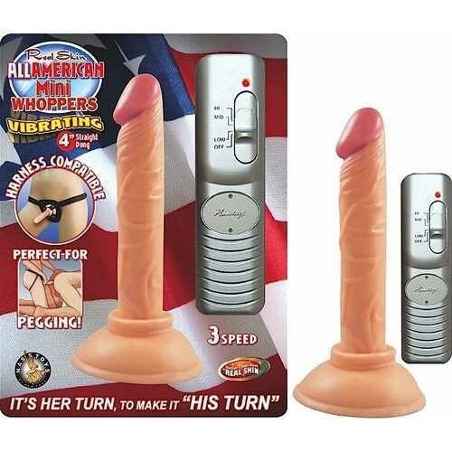 ALL AMERICAN MINI WHOPPERS 4IN STRAIGHT DONG FLESH VIB.
