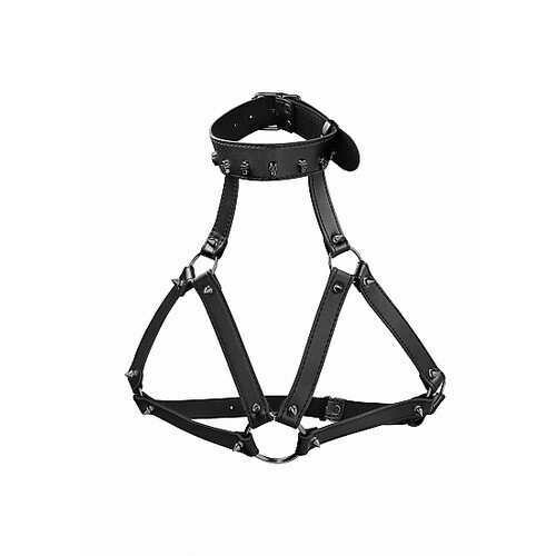 OUCH! SKULLS &amp; BONES MALE HARNESS W/ SKULLS &amp; SPIKES BLACK