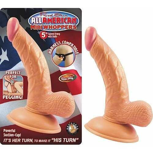 ALL AMERICAN MINI WHOPPERS 5IN CURVED DONG W/BALLS FLES