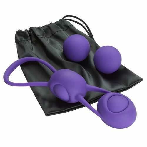 KEGEL TRAINING W/4 WEIGHTED BALLS &amp; POUCH PURPLE PREMIUM SILICONE