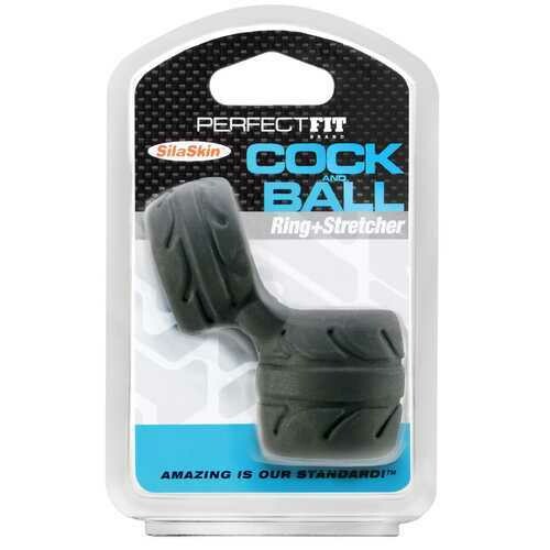 Silaskin Cock &amp; Ball Ring and Stretcher - Black